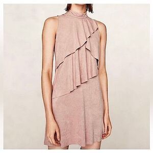 Zara Suede Dress Layered Blush Pink Dress Size S